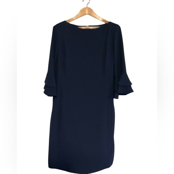 Ralph‎ Lauren Navy blue Sheath Dress with Bell Sleeves size 14 - Picture 8 of 11